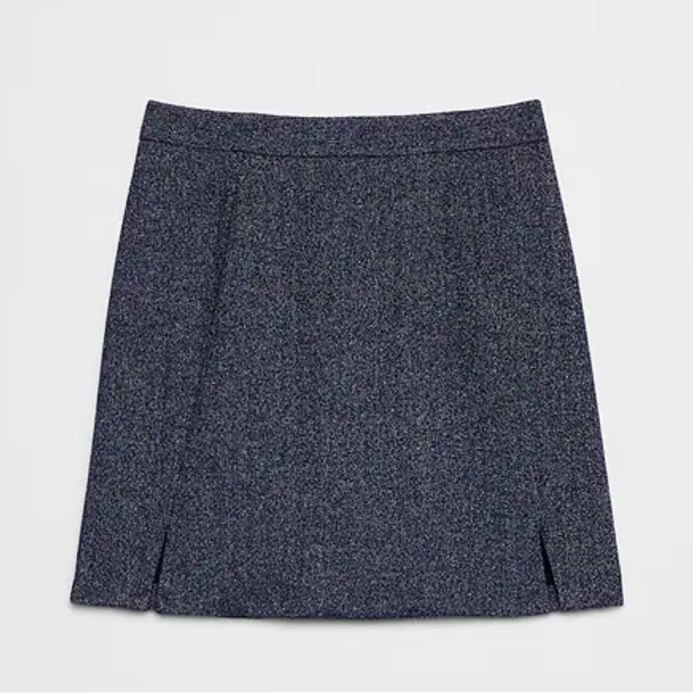 NWT Banana Republic Navy Herringbone Mini Skirt 8 Tall